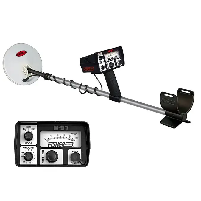 Fisher M97 Professional Metal Detector with Waterproof Search Coil - Ideal for Treasure Hunting, Beach Combing & Industrial Applications