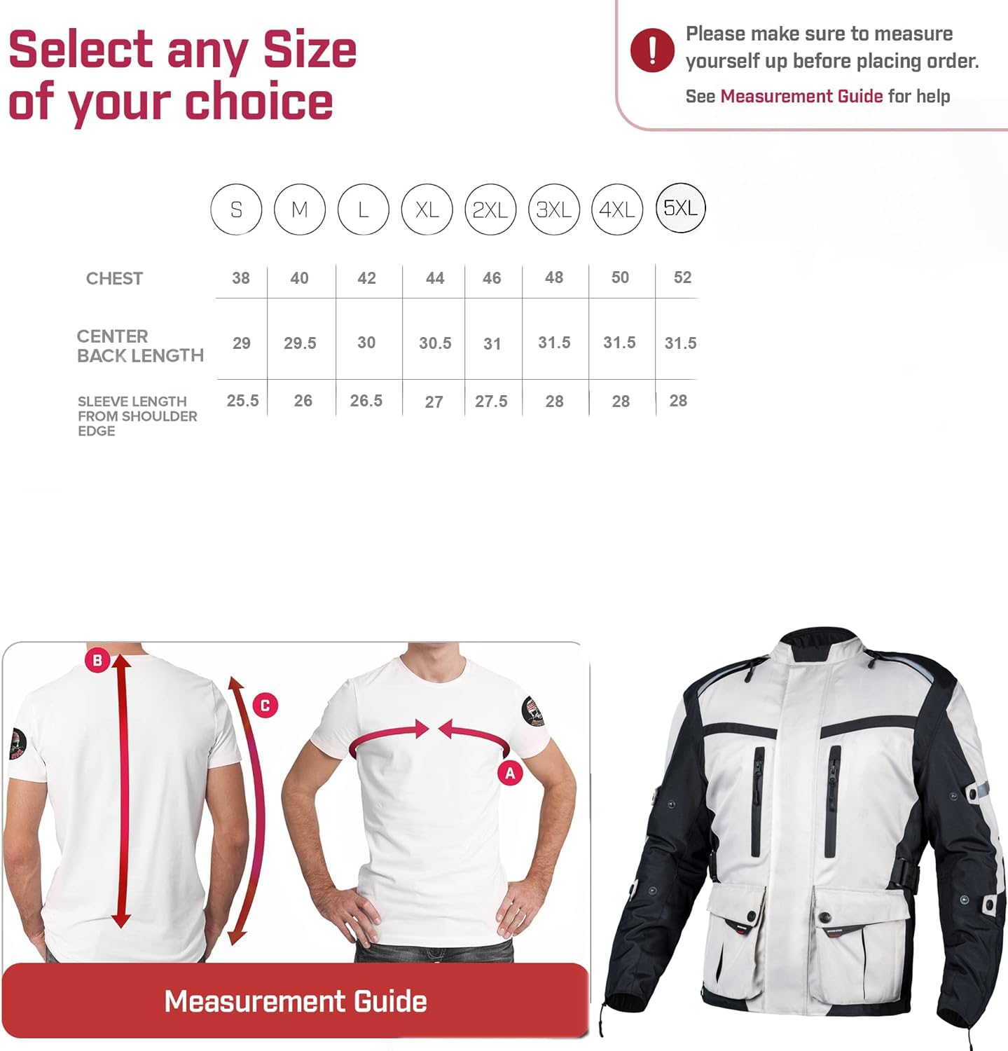 WICKED STOCK CE Level 2 Waterproof Motorcycle Jacket for Men - Reflective Armored Biker Jacket with 8 Pockets & Adjustable Fit (Biceps, Forearms, Waist) - 4 Season Riding Gear for Commuting, Touring & Adventure Motorcycling