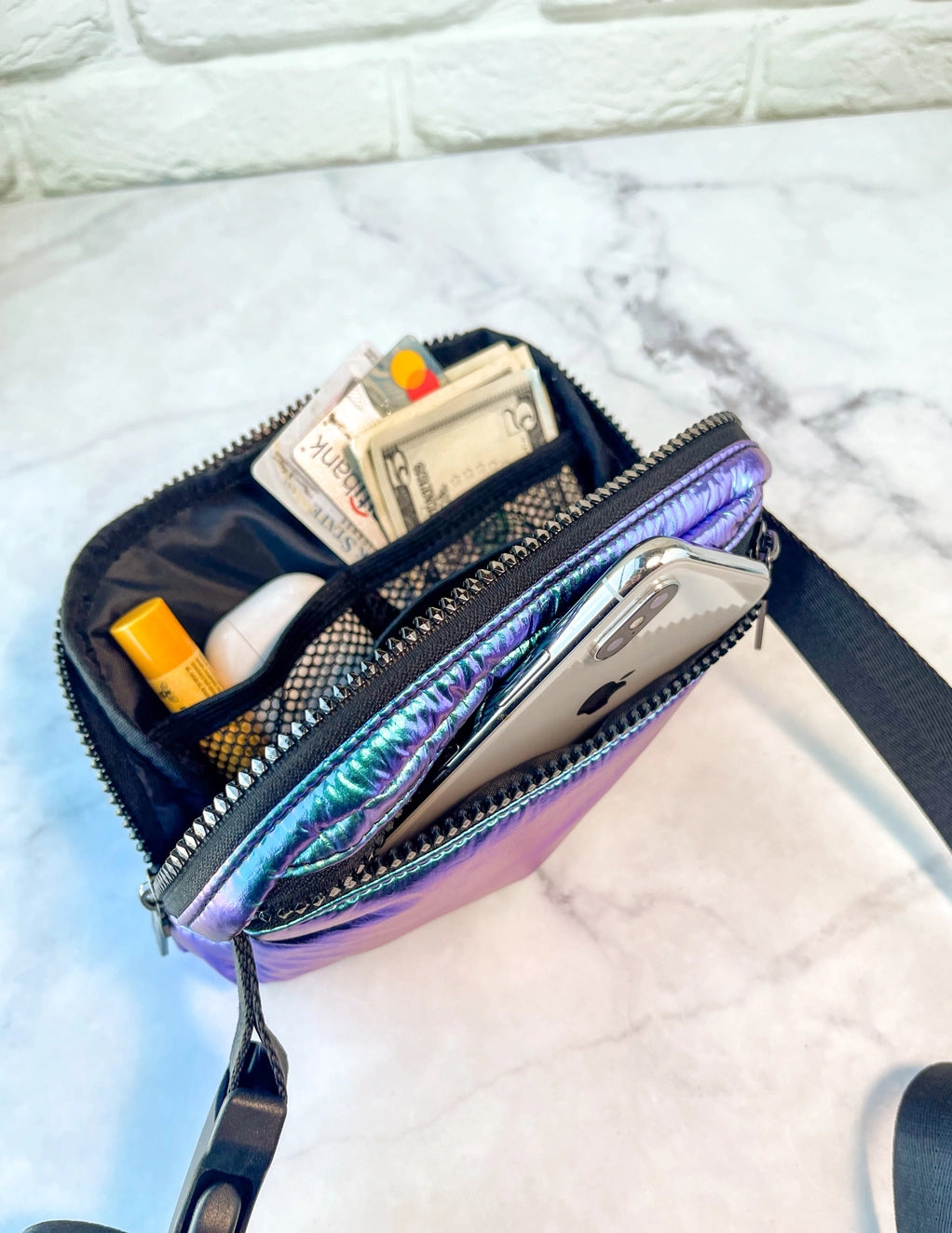 Slim Puffy Crossbody Bag & Fanny Pack Nova - Stylish Hands-Free Waist Bag for Women, Travel, Hiking, Running & Everyday Use