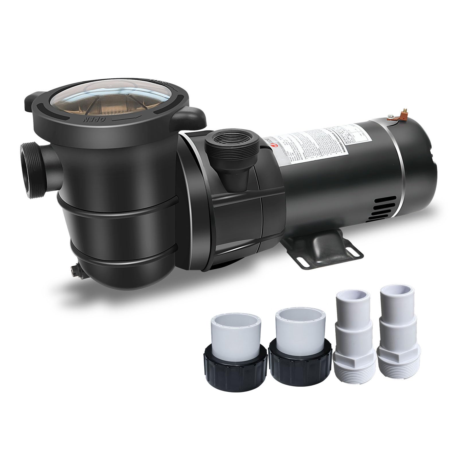 Energy Efficient 1.5HP 115V 4920GPH Above Ground Pool Pump | DoE-Compliant & CEC Approved | On/Off Switch & Reversible Discharge Port | Perfect for Backyard Swimming Pools, Water Circulation & Maintenance