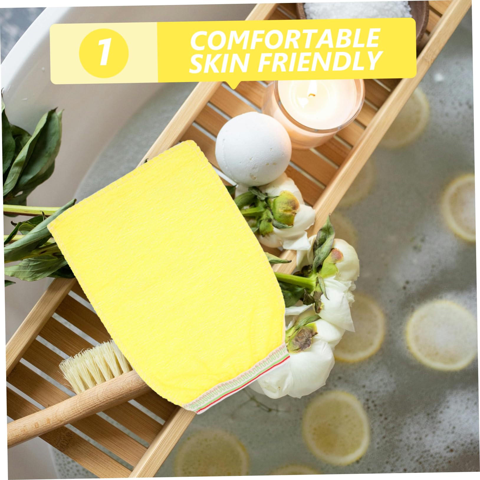 DOITOOL Exfoliating Gloves for Women - 25Pcs Body Scrub Gloves for Dead Skin Cell Removal, Shower & Spa Massage - Soft Bath Exfoliator for Smooth Skin (Yellow) - Perfect for Home Spa Days & Self-Care Routines