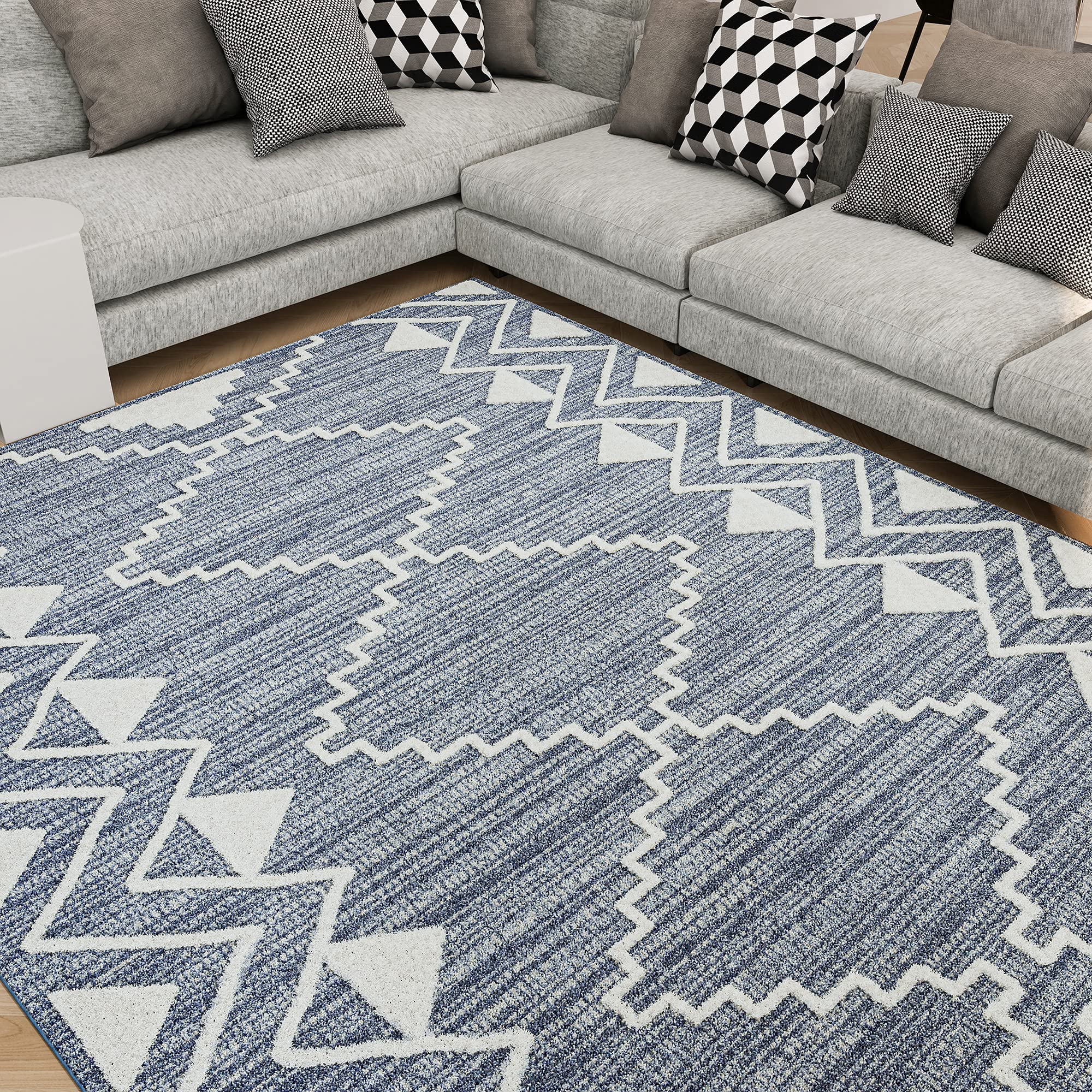 Tayse Nia Blue 5x7 Area Rug - Soft Indoor Carpet for Living Room, Bedroom, Dining Room & Entryway - Moroccan Transitional Style Home Decor - Perfect for Cozy Spaces & High Traffic Areas