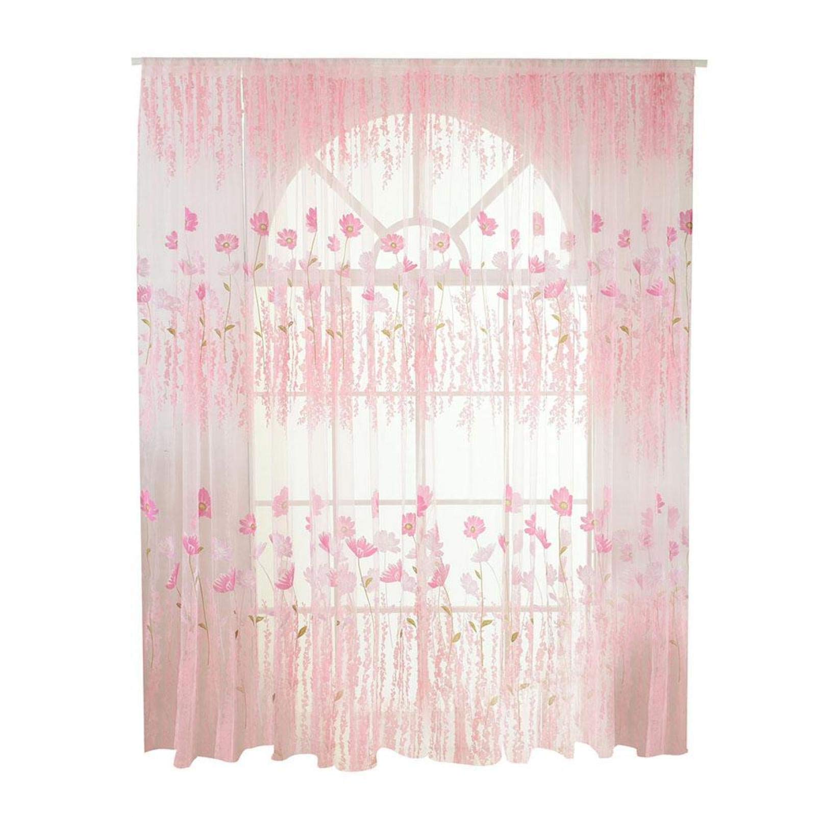 Premium Floral Pattern Tulle Curtains - Durable Pink Window Treatments for Bedroom, Hotel & Party Decor - Elegant Sheer Curtains for Weddings, Home Staging & Special Events