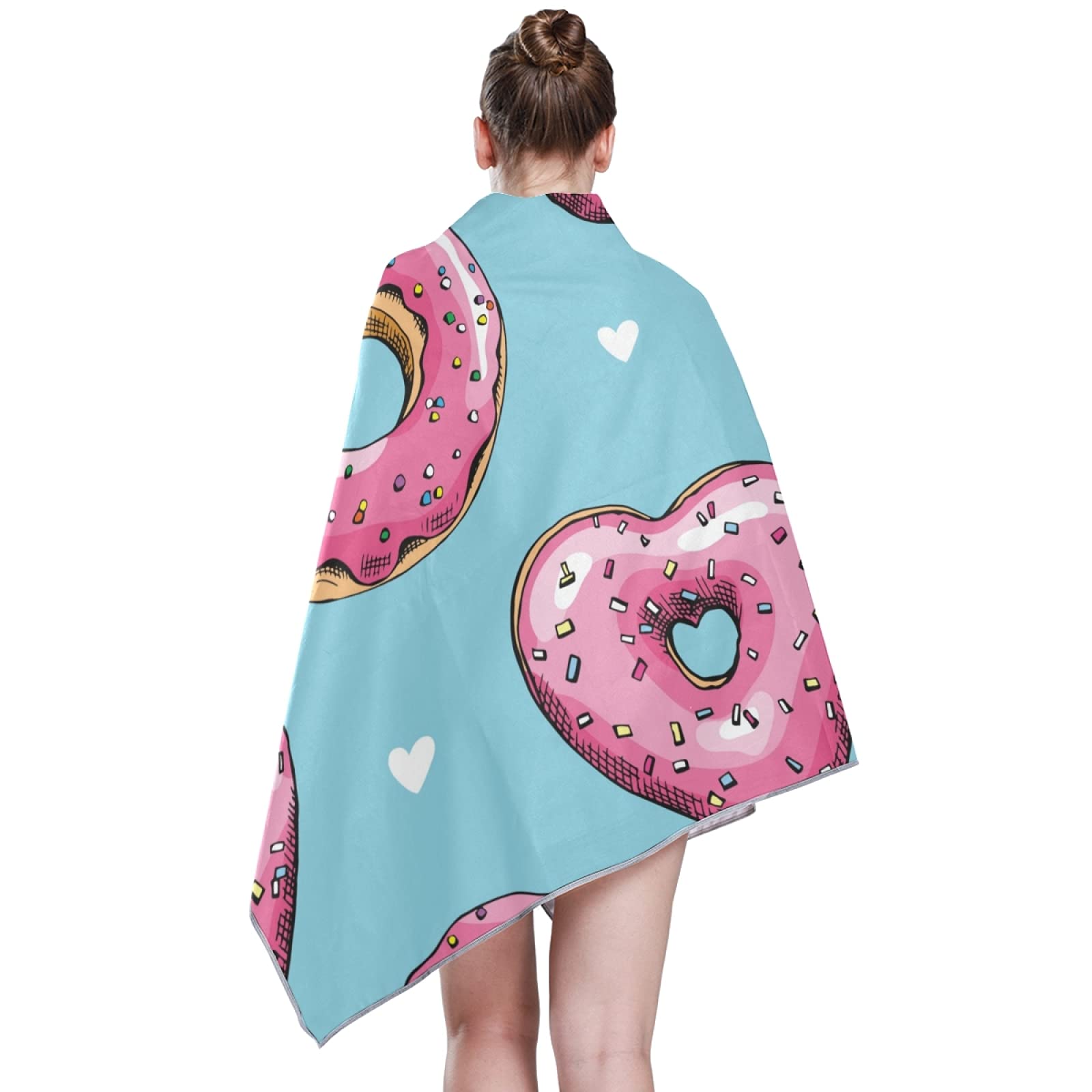 **Tarity Pink Heart Donuts Beach Towel - Large 63