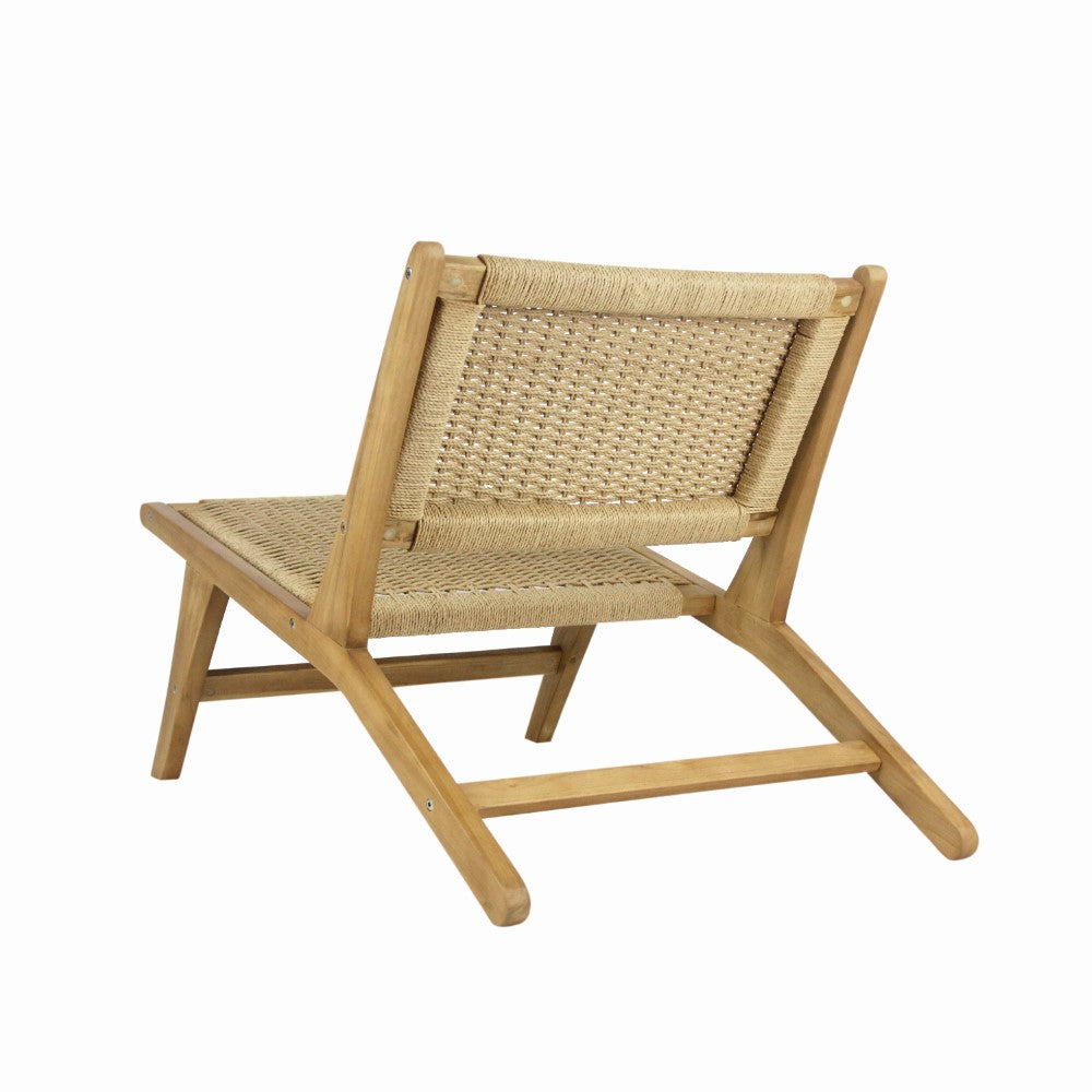Parker Mid Century Modern Woven Seagrass Wood Armless Lounge Chair - Comfortable Indoor Seating for Living Room, Bedroom & Reading Nook