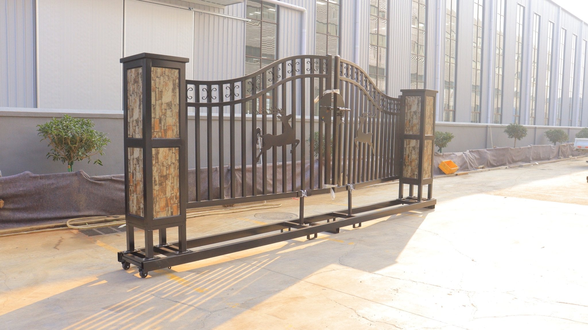 20 FT Heavy Duty Farm Gate & Driveway Entry Kit - Black Steel Deer Fence Gate for Livestock & Property Protection | Durable Outdoor Security Barrier for Ranches, Farms & Rural Properties | TM2006NCE201