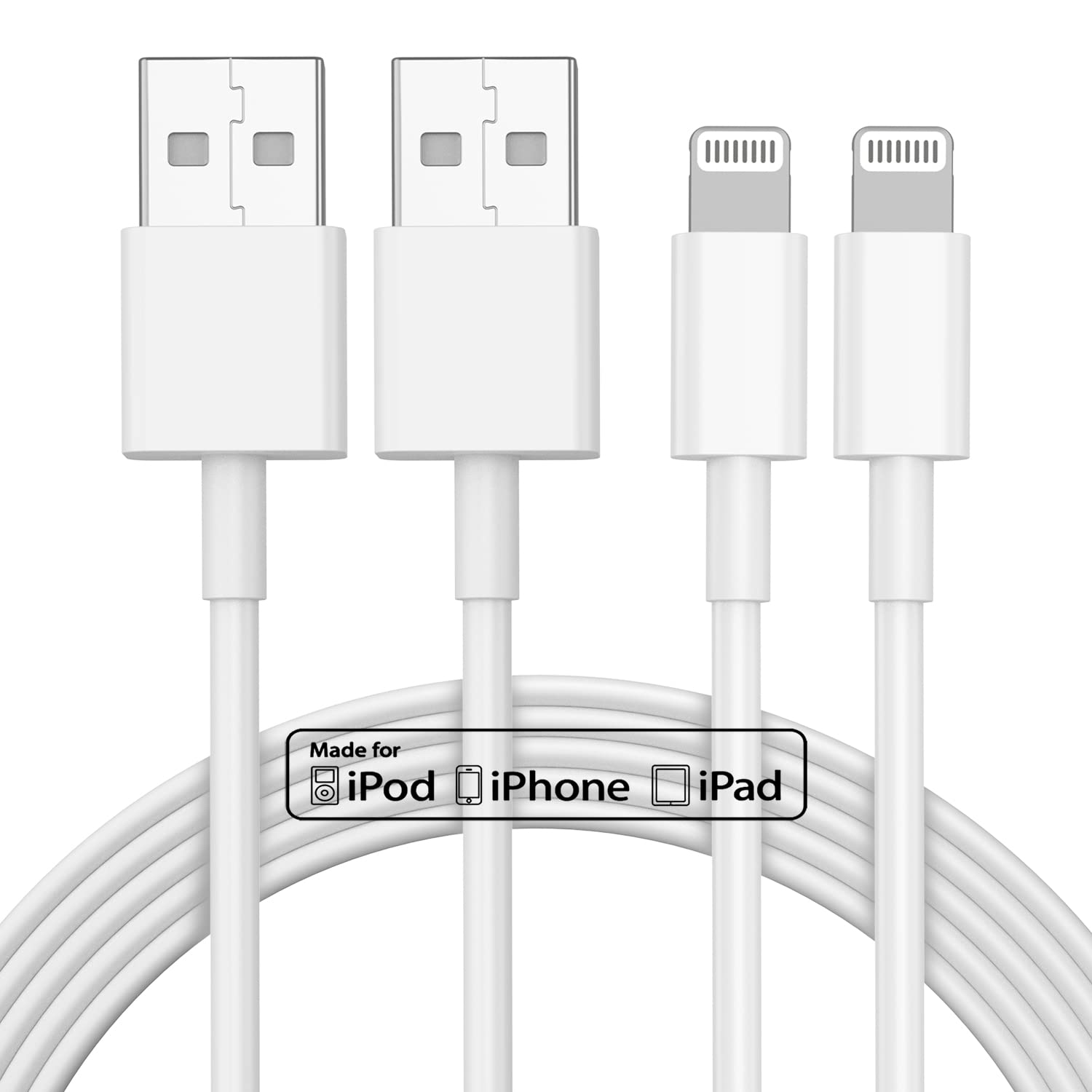 2-Pack 10ft iPhone Charger Cable - Apple MFi Certified Lightning to USB Fast Charging Cord for iPhone 14/13/12/11/13 Pro/13 Max/X/XS/XR - Extra Long 10 Foot Cable for Home, Office, Car & Travel