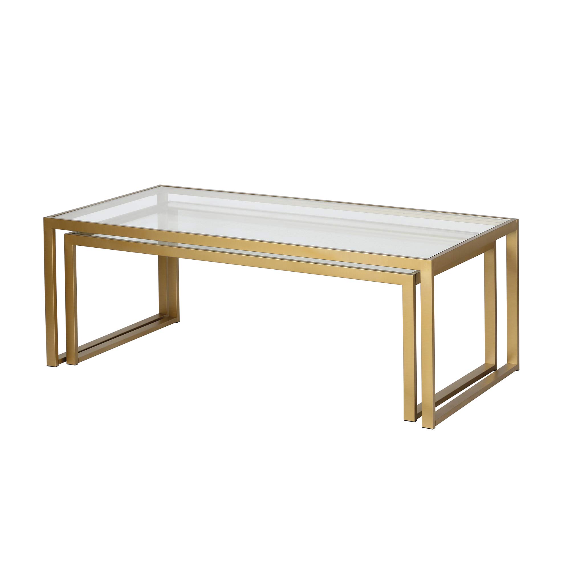 Henn&Hart Rectangular Nested Coffee Table in Brass - Modern Living Room Furniture, Minimalist Studio Apartment Essentials - Perfect for Small Spaces & Contemporary Home Decor