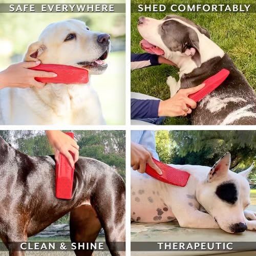 Original 6-in-1 Dog Grooming Brush - Gentle Shedding & Massage Tool for Pets (Red) - Perfect for Daily Coat Care