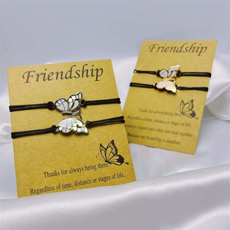 Best Friendship Bracelets for Women - Long Distance Matching Couple Bracelets with Butterfly Charm, Promise Gifts for Best Friends Birthday | Perfect for Anniversaries, Valentine's Day & Sister Gifts