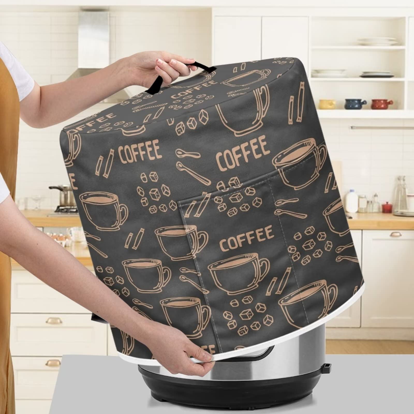 **3/6/8 Quart Pressure Cooker Cover with Storage Pocket - Compatible with Instant Pot & Air Fryer - Durable Kitchen Appliance Dust Protector for Cooking & Storage**    *(Use Case: Keep your pressure cooker and air fryer clean, dust-free, and organized in the kitchen or pantry.)*