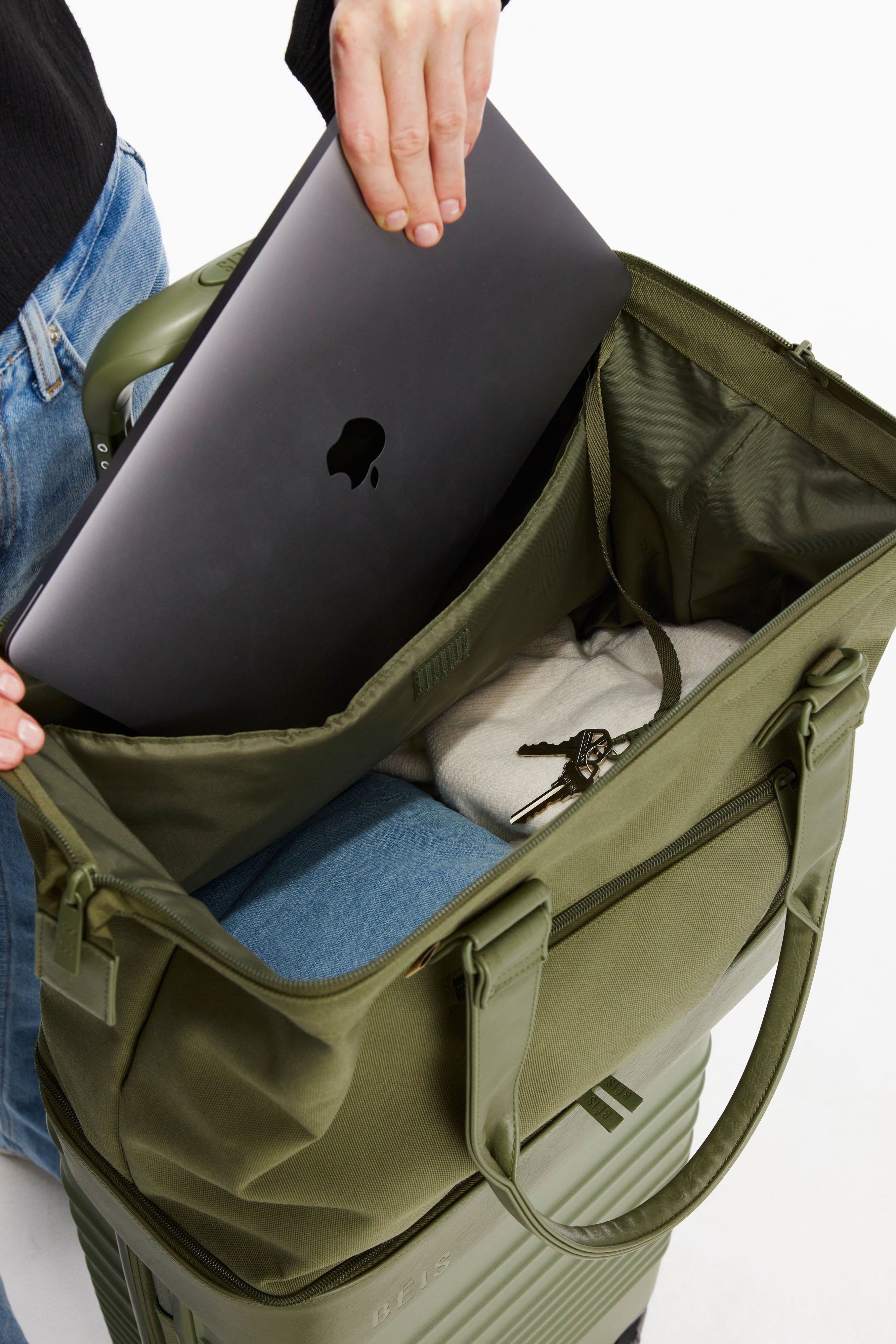 Mini Weekender Bag in Olive Green - Perfect for Travel, Gym & Weekend Getaways | Lightweight & Durable Carry-On Tote