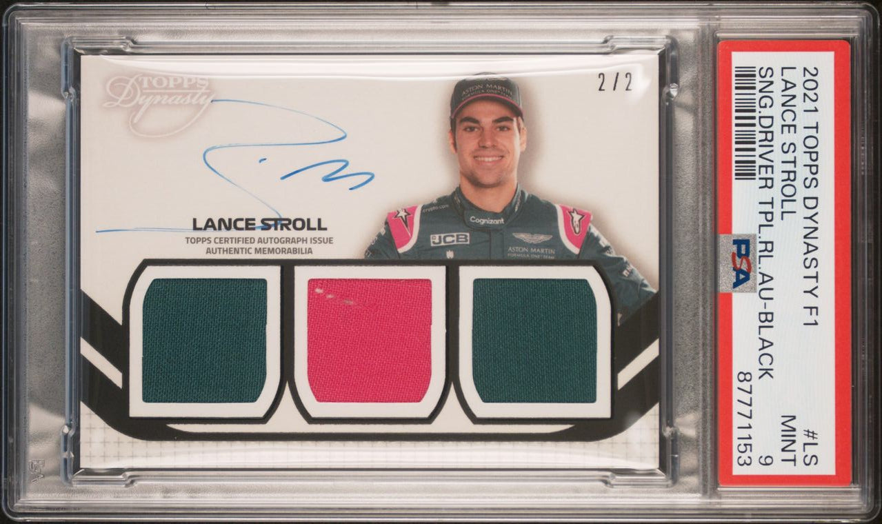 2021 Topps Dynasty Lance Stroll #SDT LS Triple Relic Autograph Patch Card - 2/2 Black - Perfect for F1 Collectors and Racing Memorabilia Displays