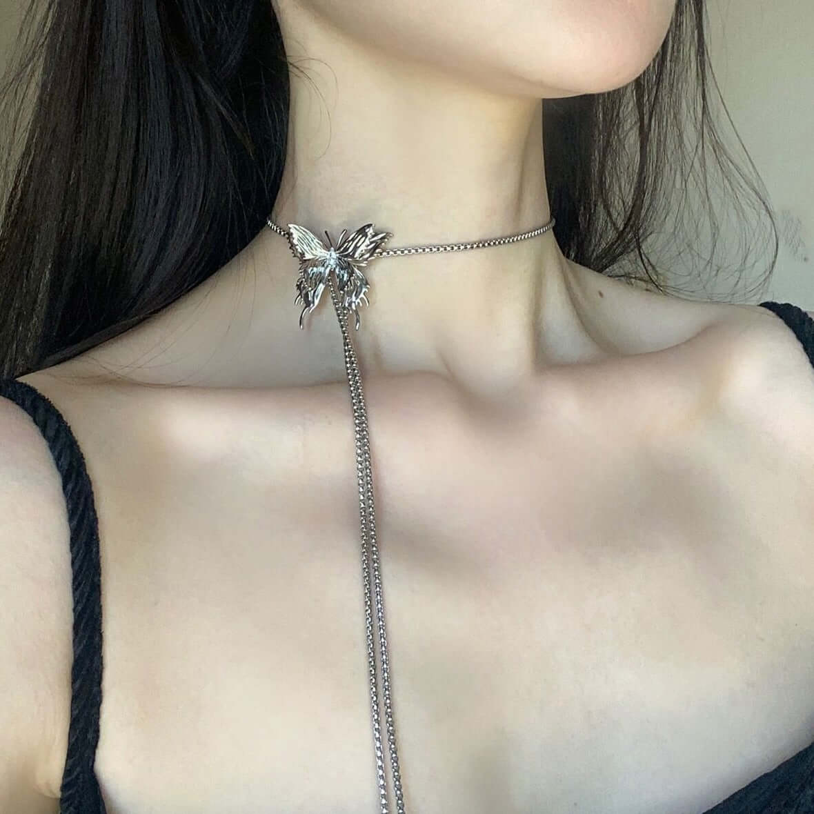Elegant Multi-Way Lariat Butterfly Necklace with Tassel - Adjustable Layering Pendant for Women | Perfect for Parties, Weddings & Everyday Wear | HN3025