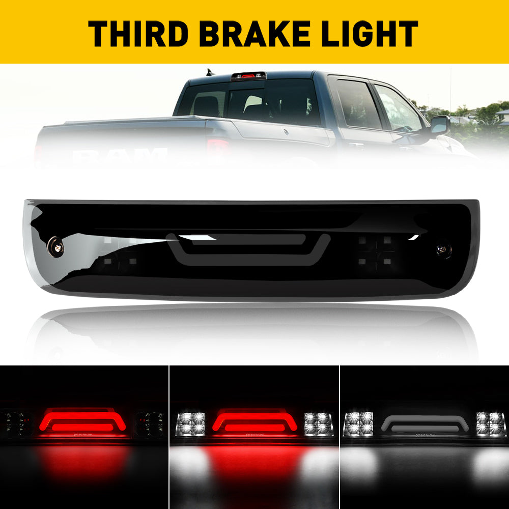 2009-2018 Dodge Ram 1500/2500/3500 3rd Brake Light LED Cargo Lamp Replacement - Black Housing with Smoke Lens for Enhanced Visibility & Style | Perfect for Off-Roading, Night Driving & Truck Customization