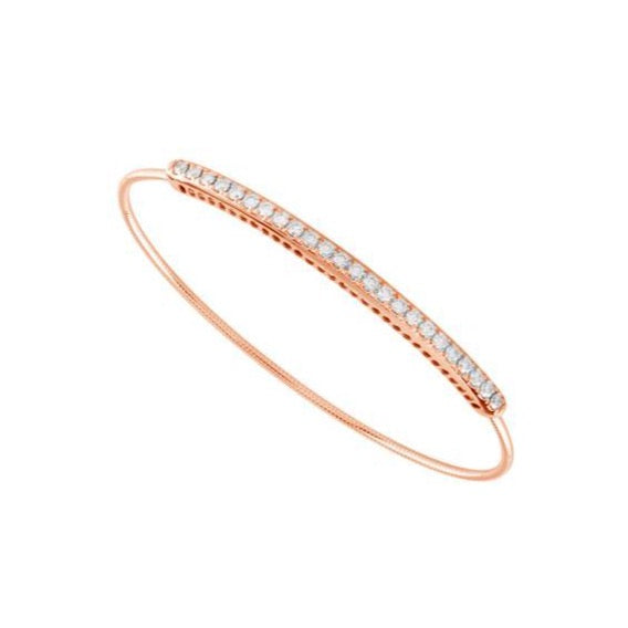 14K White Gold 0.50 Carat Diamond Curved Bar Bangle Bracelet for Women - Elegant Tennis Bracelet for Wedding, Anniversary & Special Occasions