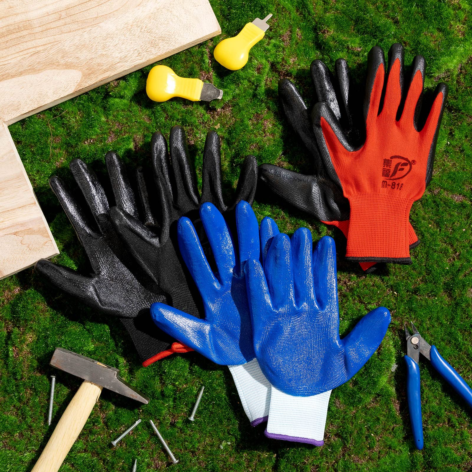 Breathable Rubber Coated Gardening Gloves for Men & Women - 9.1 Inch Durable Work Gloves for Planting, Weeding & Outdoor Yard Work