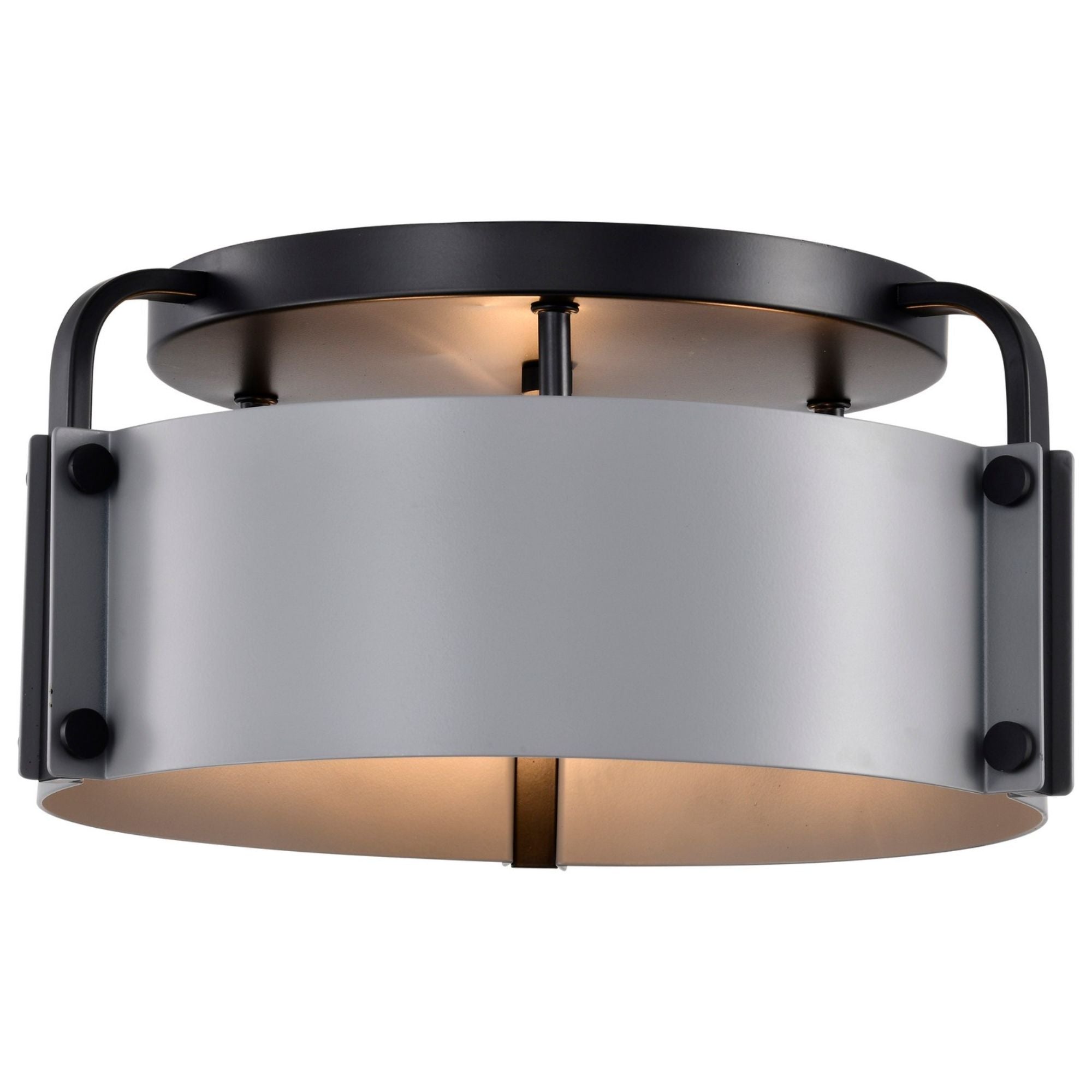Altos 14 Inch 3-Light Semi Flush Mount Ceiling Light Fixture - Matte Gray & Matte Black Finish - Perfect for Bedroom, Kitchen, or Hallway Lighting