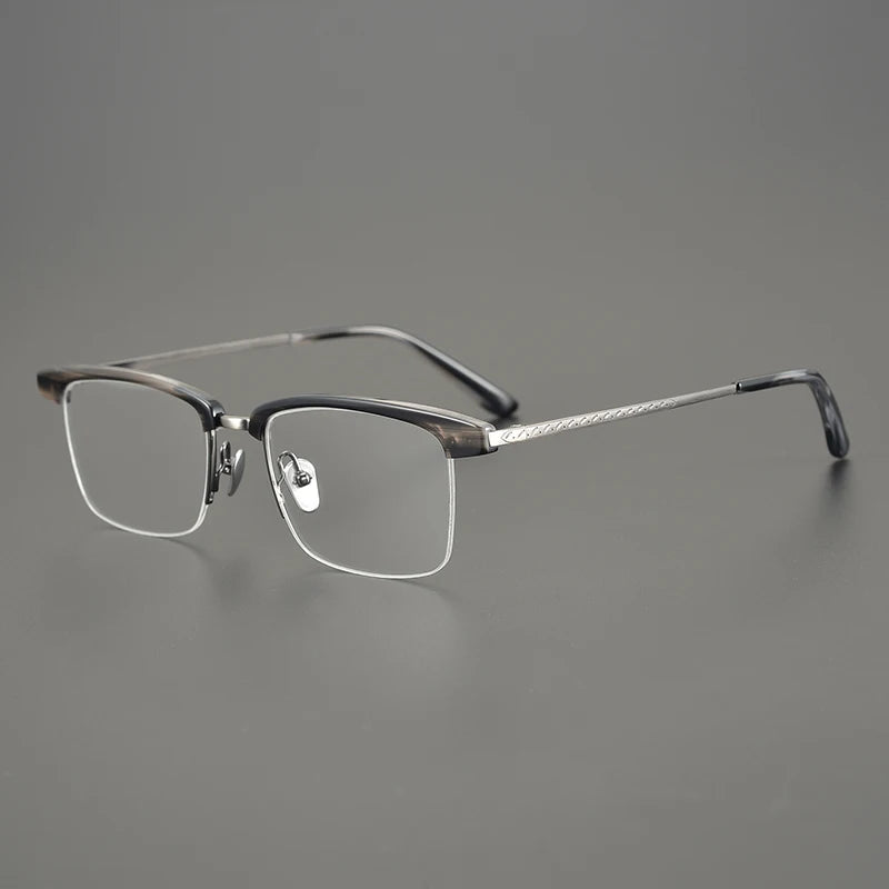 Aimee Unisex Semi-Rimless Square Titanium Acetate Eyeglasses 949105 - Lightweight Durable Glasses for Work, Reading & Fashion
