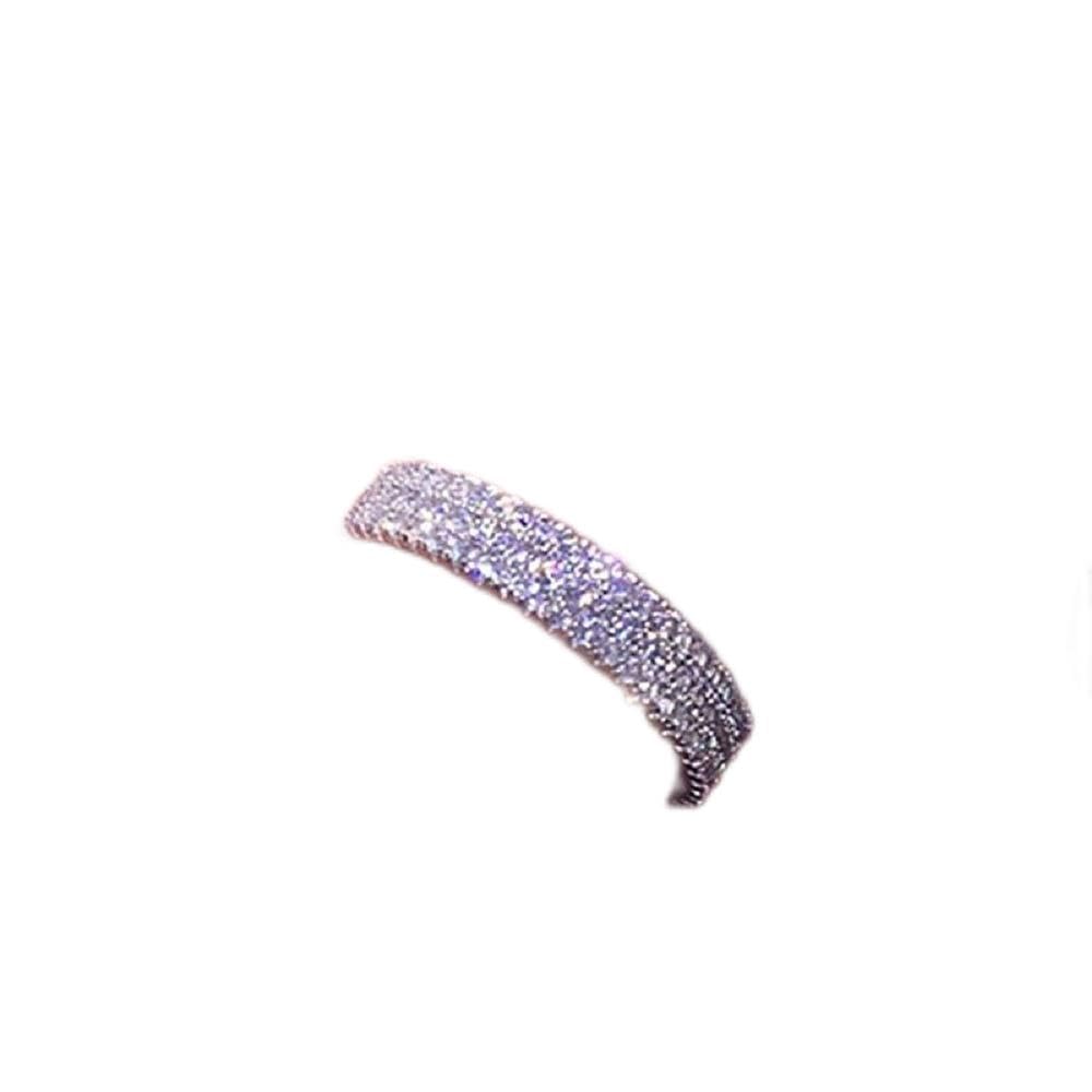 925 Sterling Silver Shiny Half Circle Full Diamond Ring - Multi-Row CZ Zircon Engagement Ring for Women, Wedding Band, Anniversary Gift (Size 7) | Perfect for Proposals, Bridal Jewelry & Special Occasions