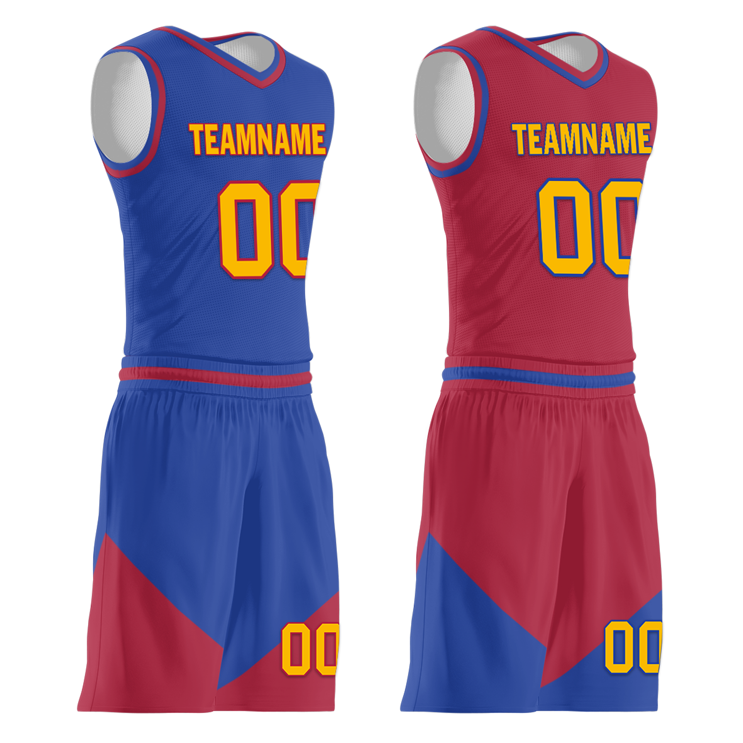 Custom Blue & Red Reversible Basketball Jersey - Personalized COOLMAX BBJR D017029 - Breathable & Moisture-Wicking for Team Games & Training