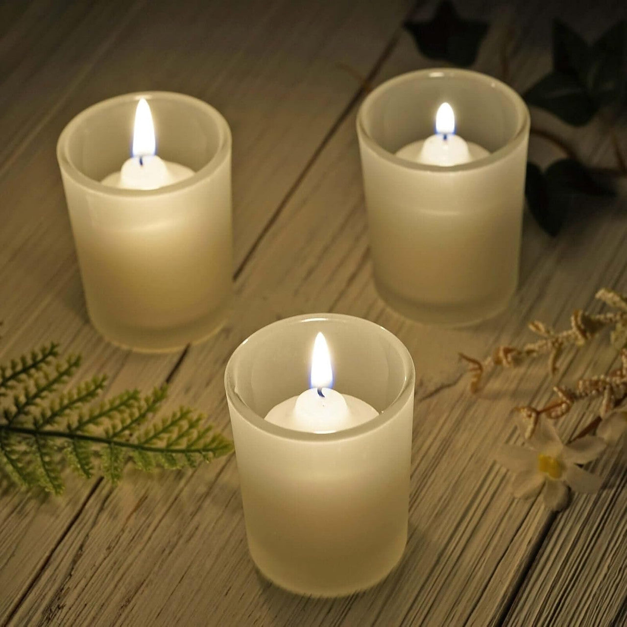10 Pack Frosted White Glass Votive Candle Holders - DIY Candle Making Kit, Tealight Candle Cups for Wedding, Party, Home Decor & Table Centerpieces