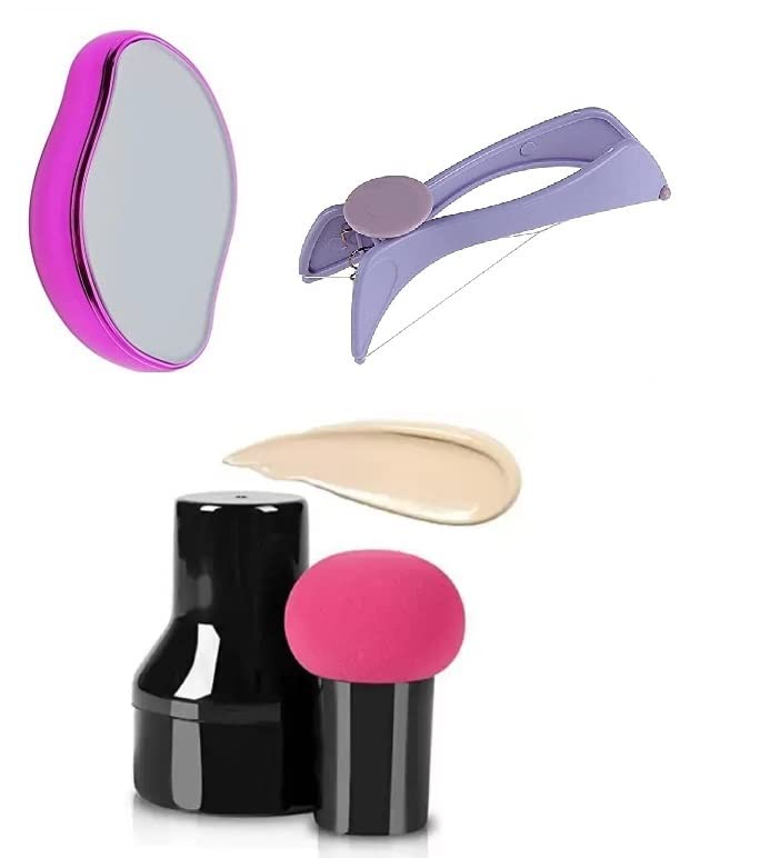 TINY DEAL Painless Hair Remover - Eyebrow, Face & Body Hair Threading Tool with Soft Powder Puff | Professional Beauty Blender for Smooth Skin | Perfect for Home Salon & Travel Beauty Care