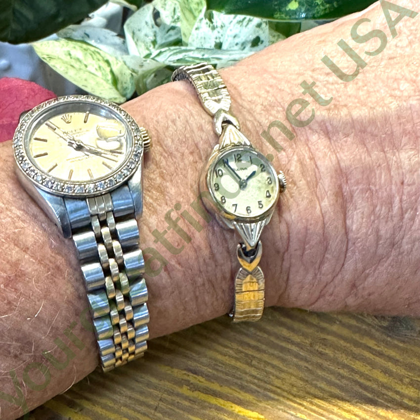 Vintage 10k Yellow Gold Filled Bulova Ladies Watch - Non Working Collector's Item for Display & Fashion Accessories - Perfect for Vintage Jewelry Collections, Costume Parties, and Retro Style Outfits