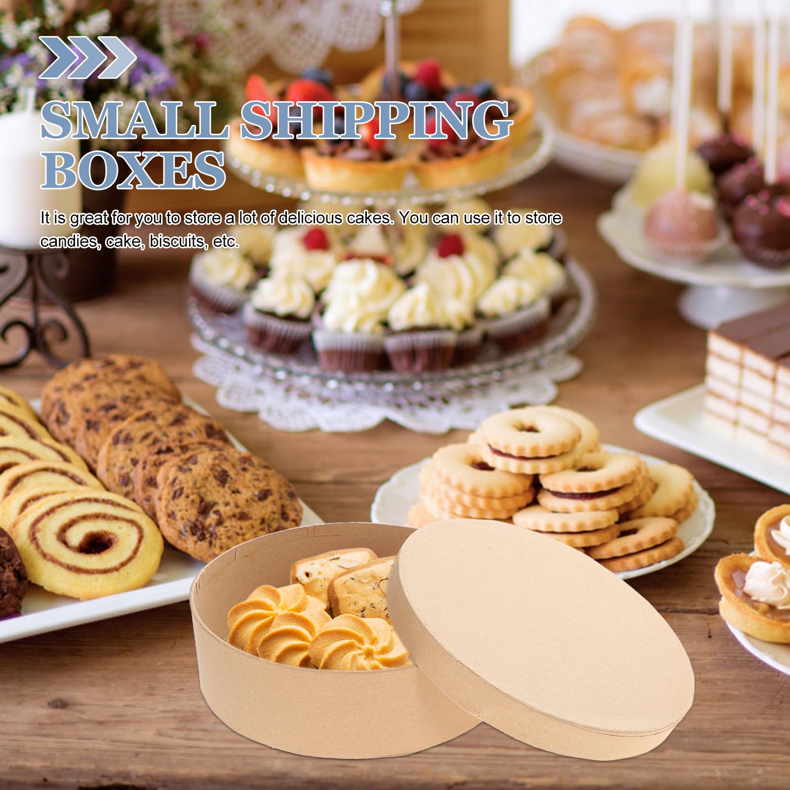 Round Kraft Paper Mache Storage Boxes with Lids - Set of 5 Sizes for Candy, Chocolate & Biscuit Packaging | Eco-Friendly Cardboard Craft Containers for Gifts, Parties & Home Organization