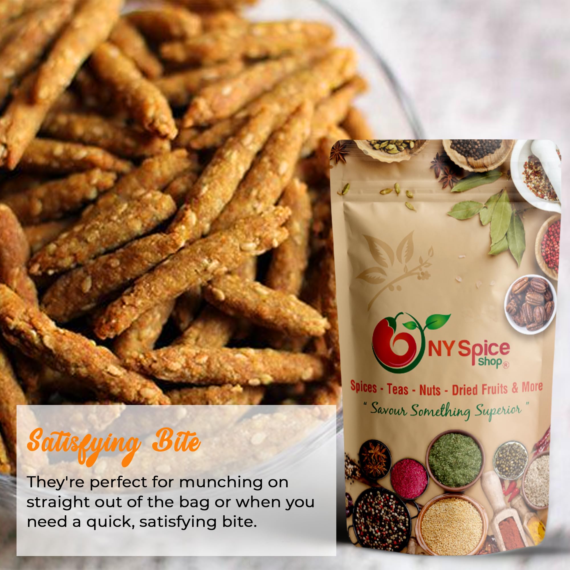 NY SPICE SHOP Premium Roasted Sesame Sticks - 5 Lbs Bulk Snack Pack | Fresh & Crunchy Gourmet Cajun Spice Snacks | Perfect for Parties, Movie Nights & Healthy On-the-Go Snacking