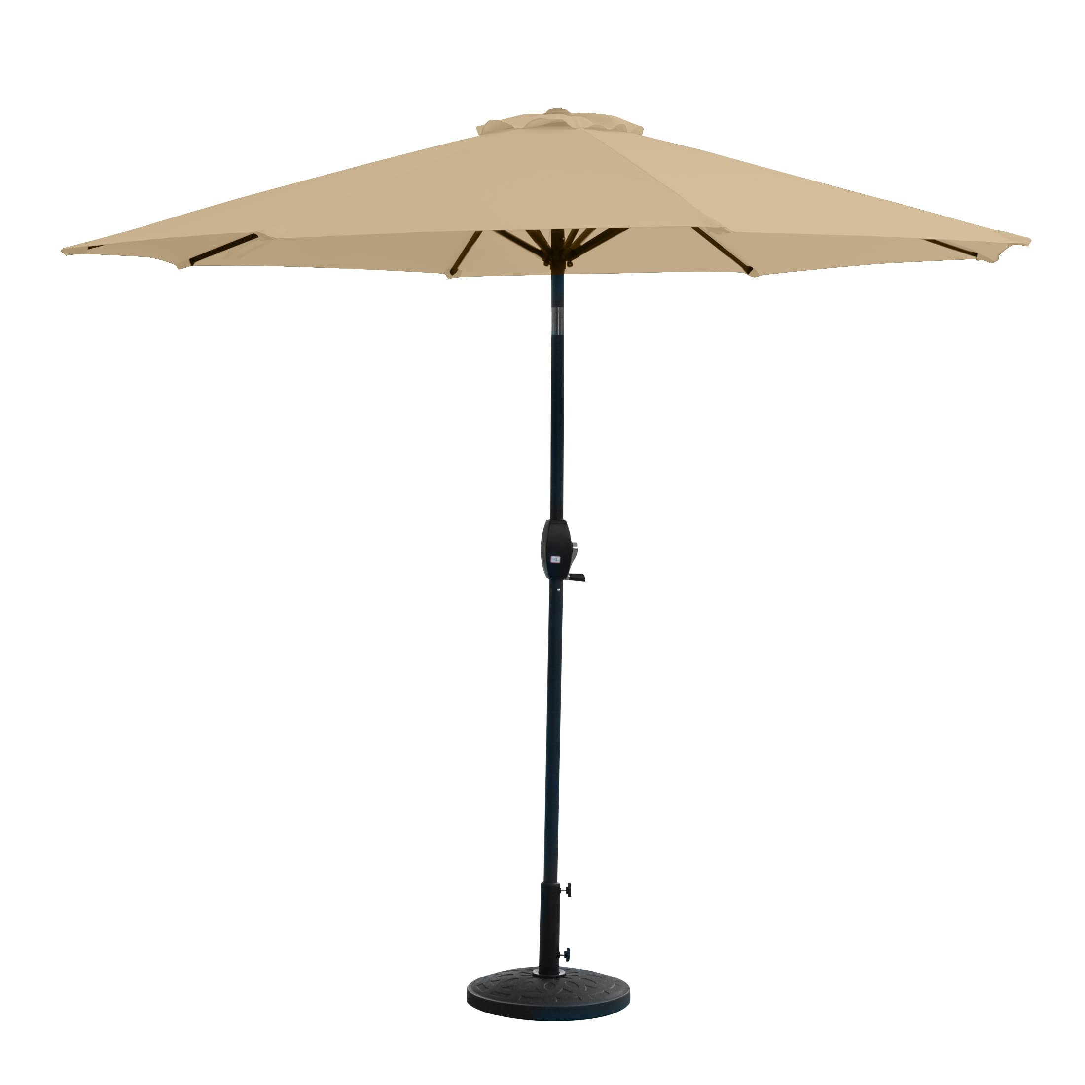 WestinTrends Paolo 9 Ft Outdoor Patio Umbrella with 30 lb Decorative Concrete Base - Beige Market Table Umbrella for Poolside, Garden, and Backyard Relaxation