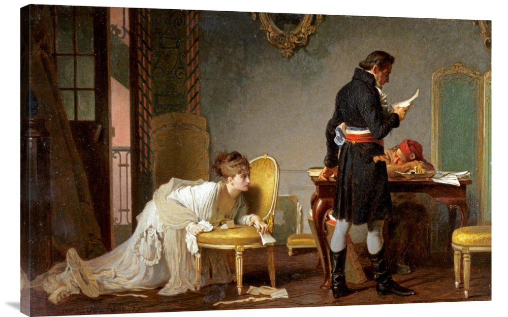 Marcus Stone 'The Letter' Gallery Wrap Giclee Canvas Wall Art Print - Handmade Oil Painting Reproduction - Perfect for Living Room, Bedroom & Office Decor