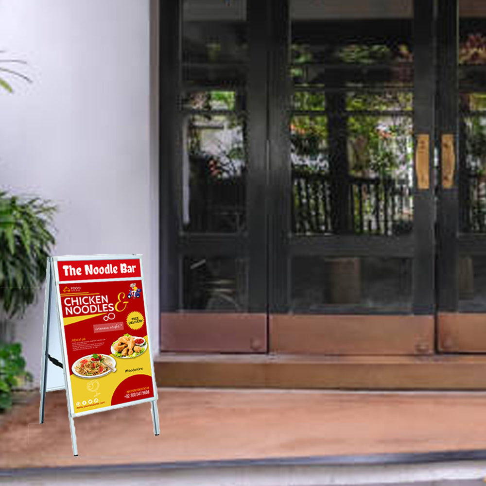 24x36 A-Frame Sign Holder - Customizable Message Header & Top Loading Frames for Indoor/Outdoor Use - Perfect for Restaurants, Retail Stores, and Events