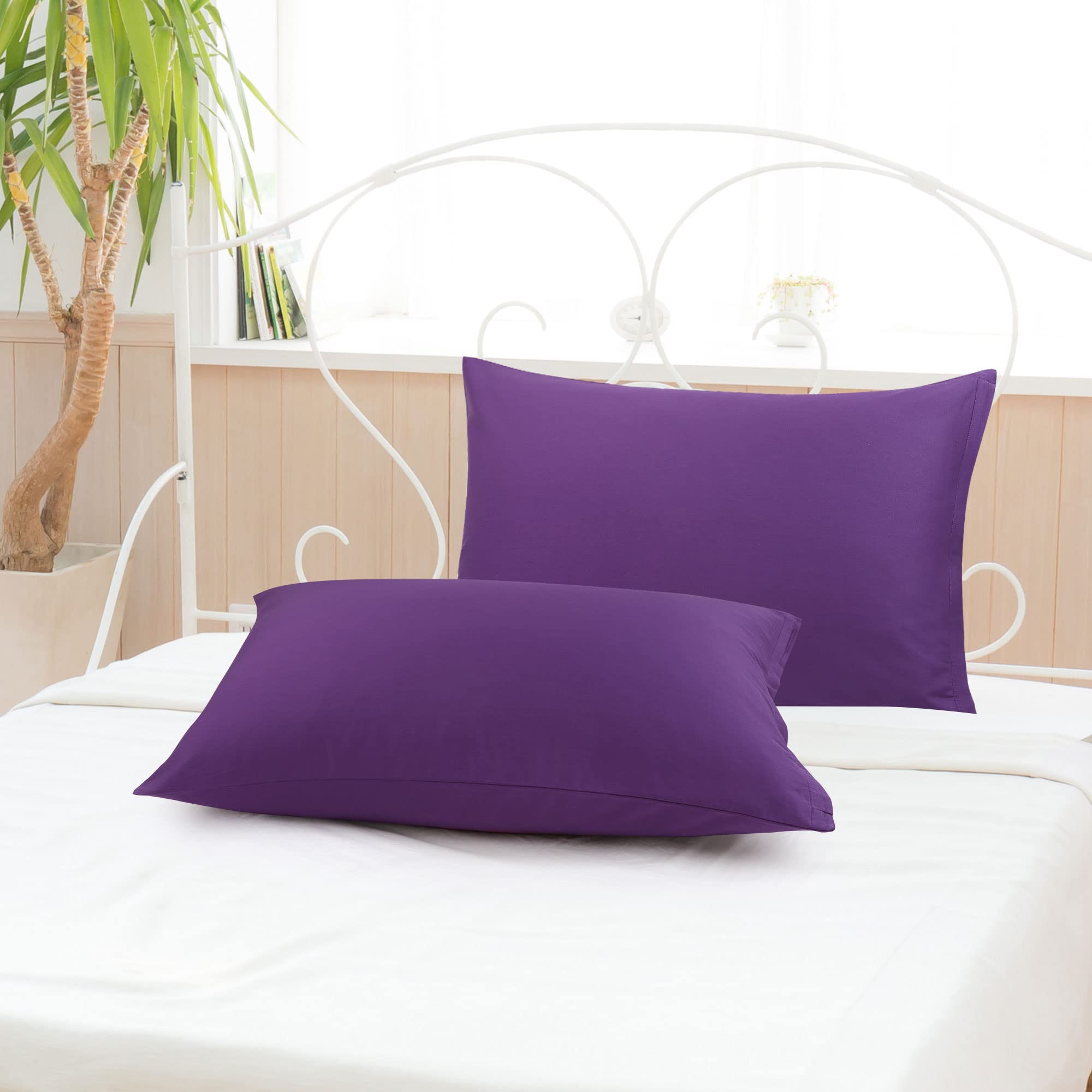 Soft & Breathable Pillowcases Set of 2 - 100% Cotton Standard Size Pillow Covers for Bedroom - Perfect for Home, Hotel, and Travel Use
