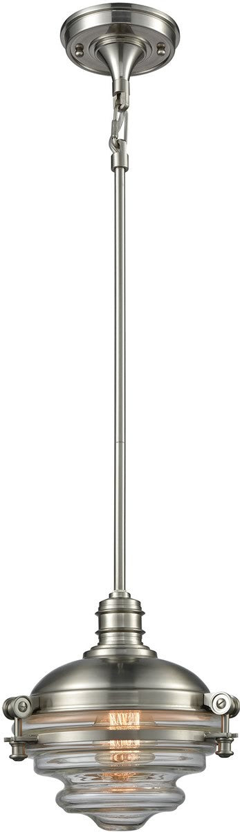 10W Riley Single Light Pendant - Satin Nickel Finish with Clear Glass Shade | Modern Ceiling Lighting for Kitchen, Dining Room & Bedroom