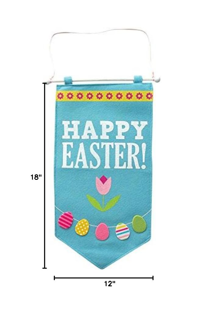 Happy Easter Fabric Banner - 20.75 Inches Long - Perfect for Easter Party Decorations, Spring Home Decor & Holiday Celebrations