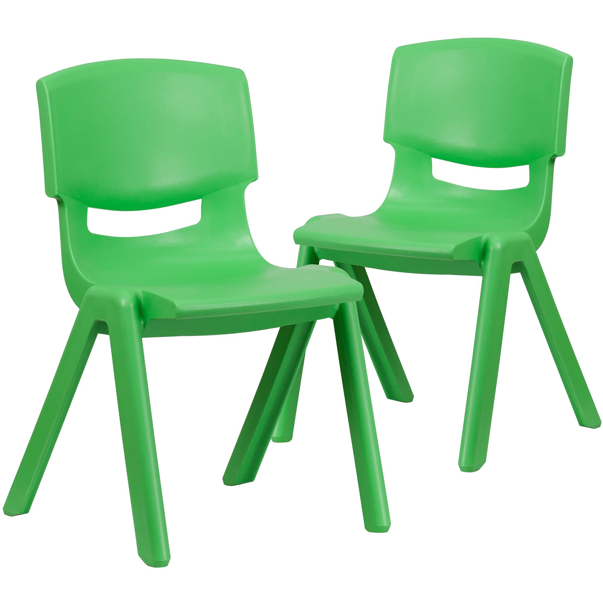 Flash Furniture Whitney 2-Pack Green Plastic Stackable School Chairs - 15.5