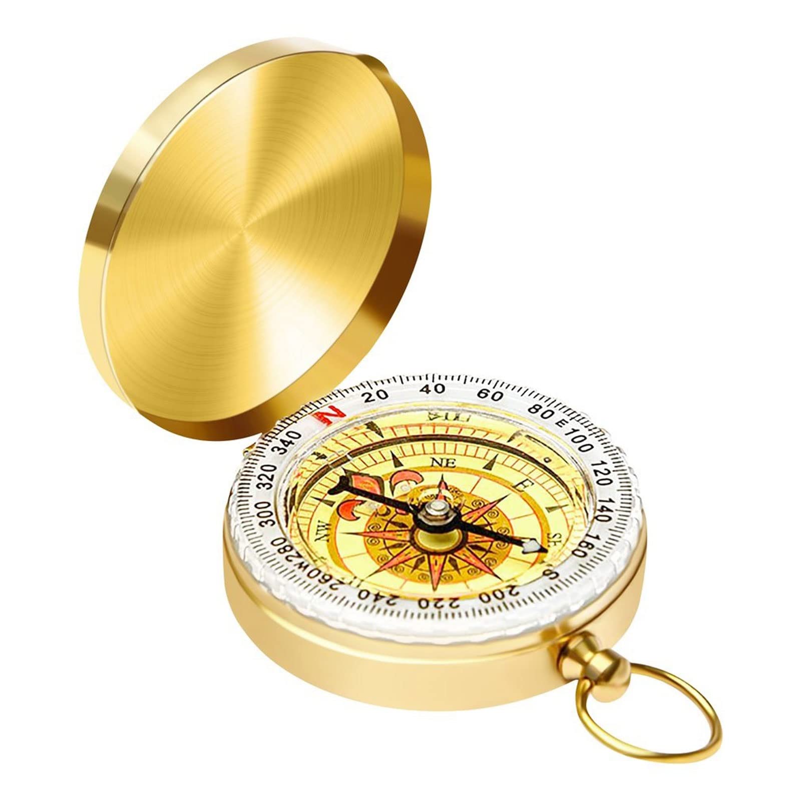 Gylazhuziz Brass Camping Compass - Pocket-Sized Golden Navigation Tool for Hiking, Backpacking & Outdoor Adventures | Perfect for Survival Kits, Trail Exploration & Emergency Situations