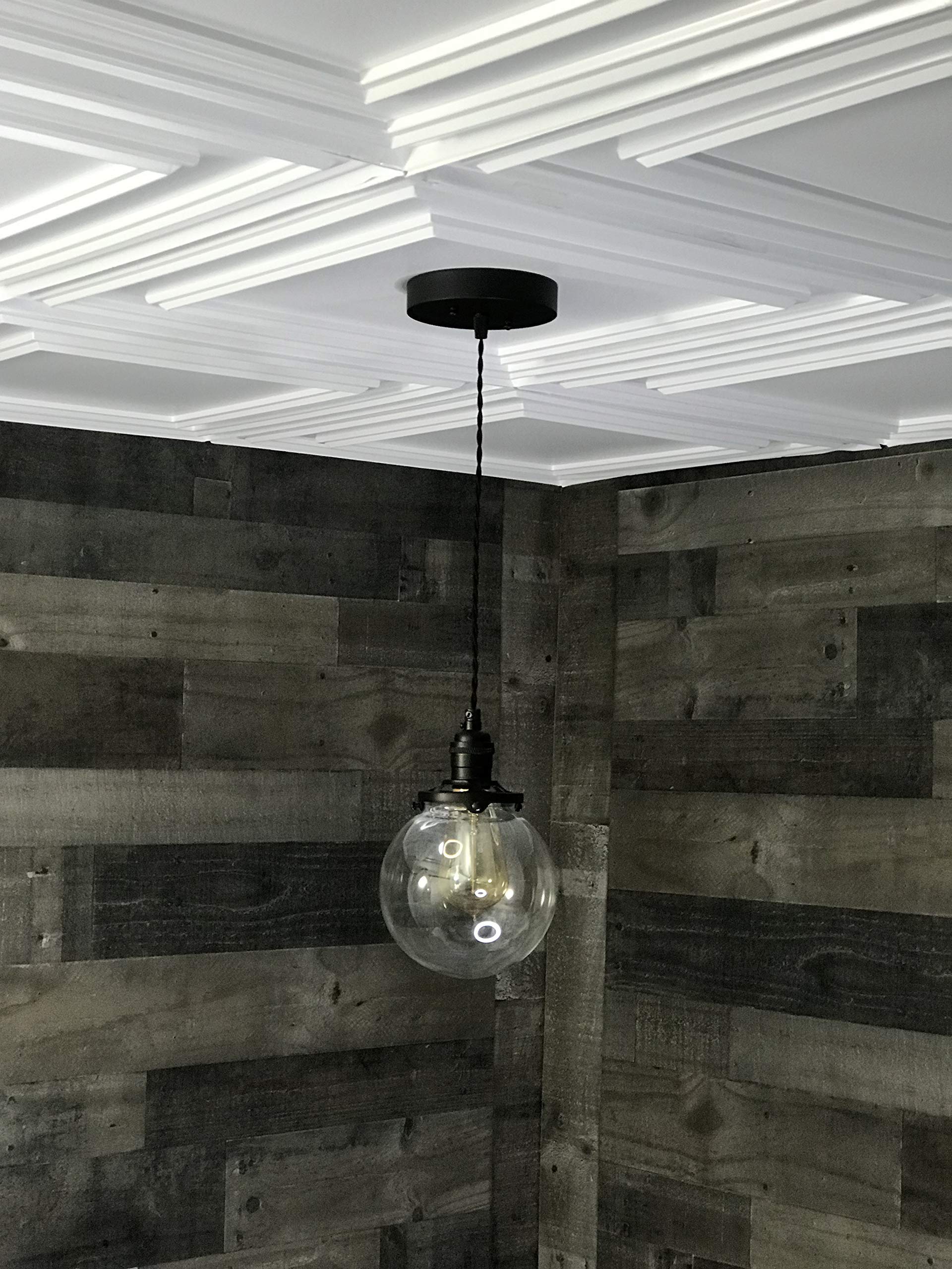 Modern 6-Inch Glass Globe Pendant Light Fixture - Sleek Hanging Lamp for Kitchen Island, Dining Room & Bedroom Lighting