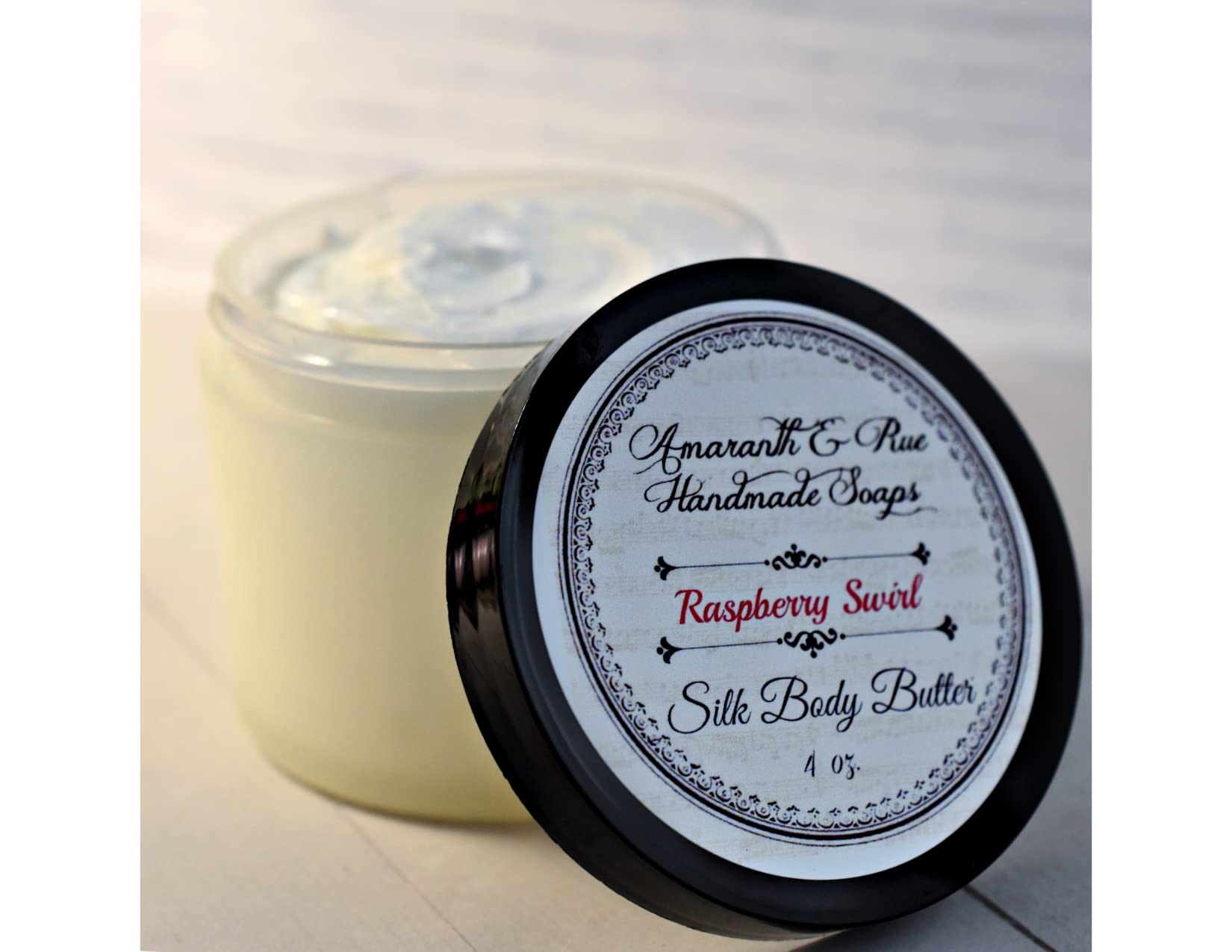 Organic Amaranth & Rue Raspberry Swirl Silk Body Butter Lotion - Ultra Hydrating Moisturizer for Dry Skin - Perfect for Spa Day, Gift Sets & Daily Skincare Routine