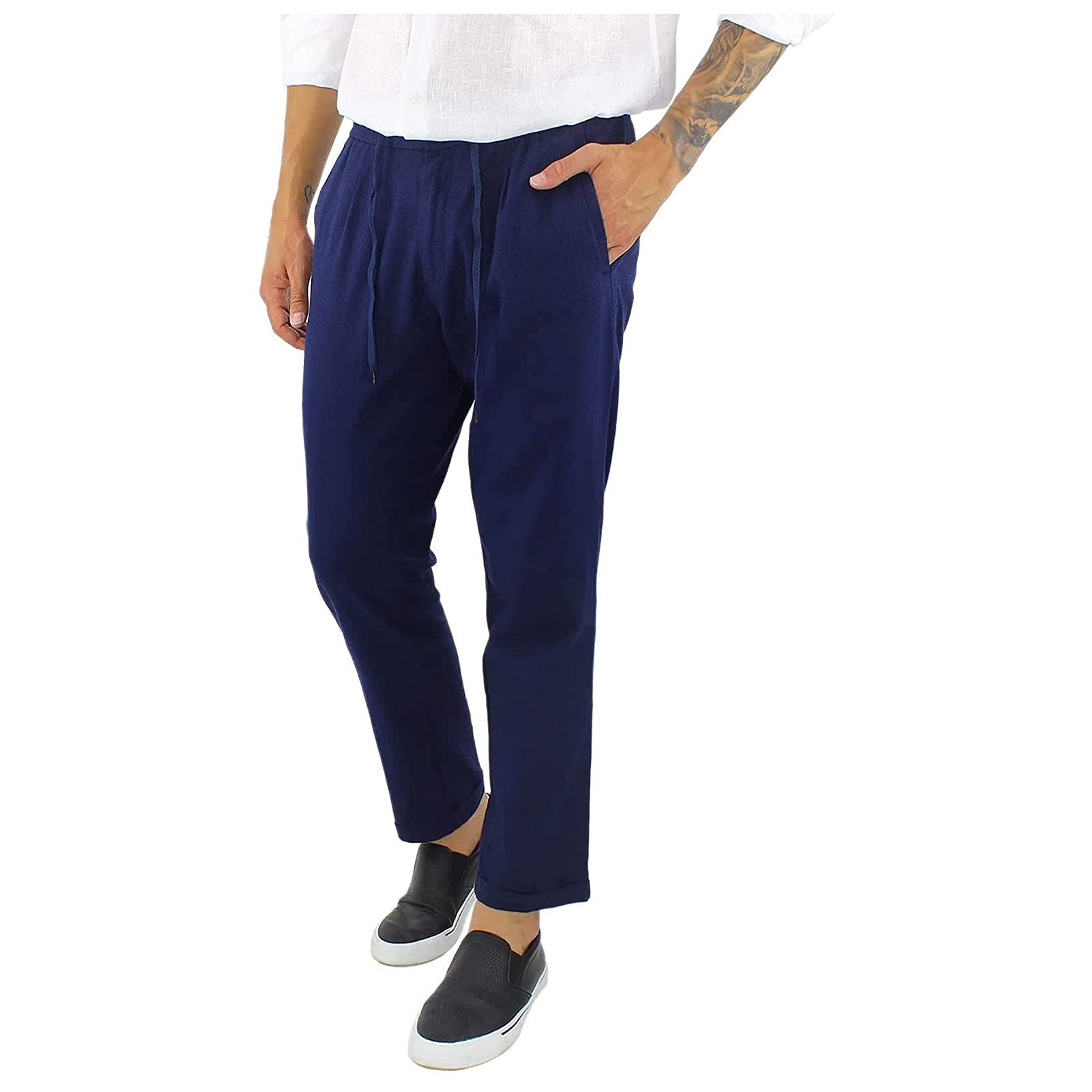 **Men's Joggers with Pockets - Comfortable Sweatpants & Capri Track Pants for Running, Gym & Casual Wear - Linen & Smart Pants for Men**