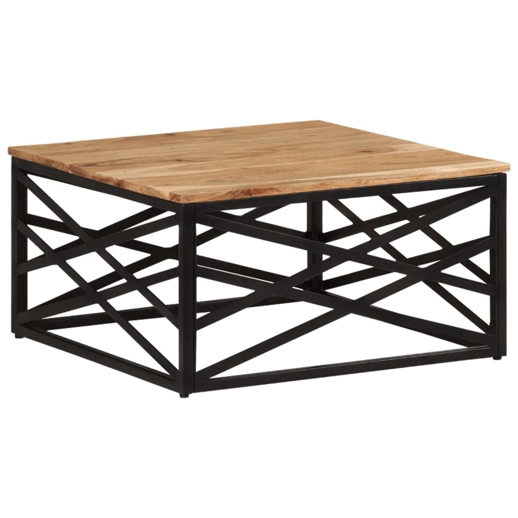 Industrial Coffee Table for Living Room - Vintage Rustic Wood Top & Metal Frame Cocktail Table - 26.8