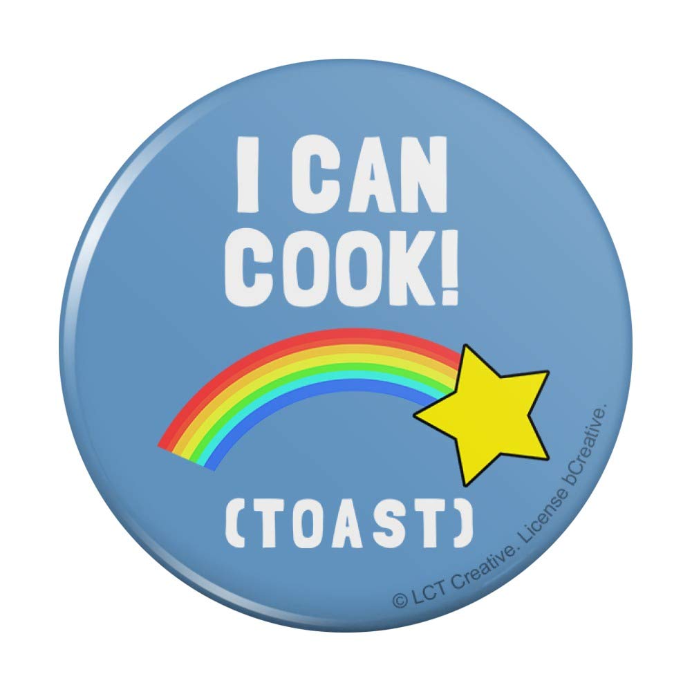 I Can Cook Toast Shooting Star Funny Humor Pinback Button Pin - Cute Novelty Badge for Backpacks, Jackets & Gifts