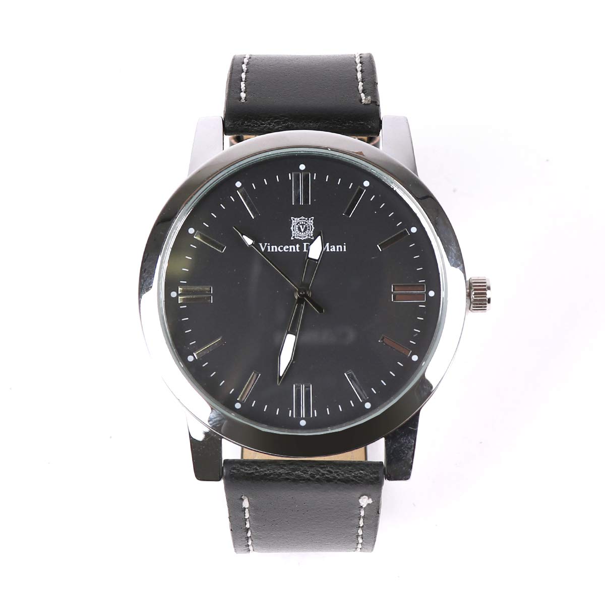 Men's Black Leather Watch & 2 Beaded Stone Bracelets Gift Set for Him - Perfect for Casual Wear, Date Nights and Special Occasions