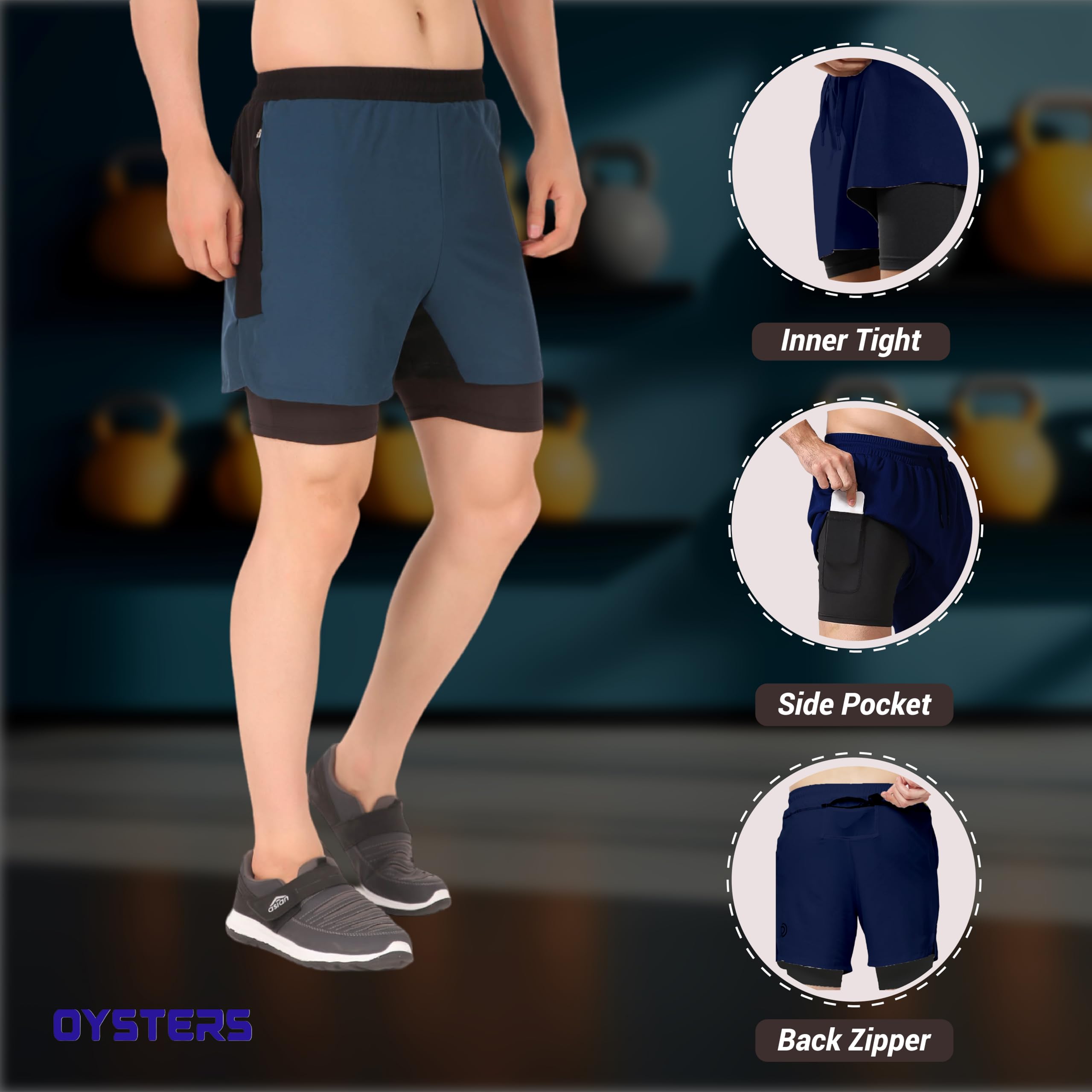 **Men's 2-in-1 Quick Dry Running Shorts with Phone Pockets - Gym & Athletic Workout Shorts for Jogging, Training & Outdoor Activities**