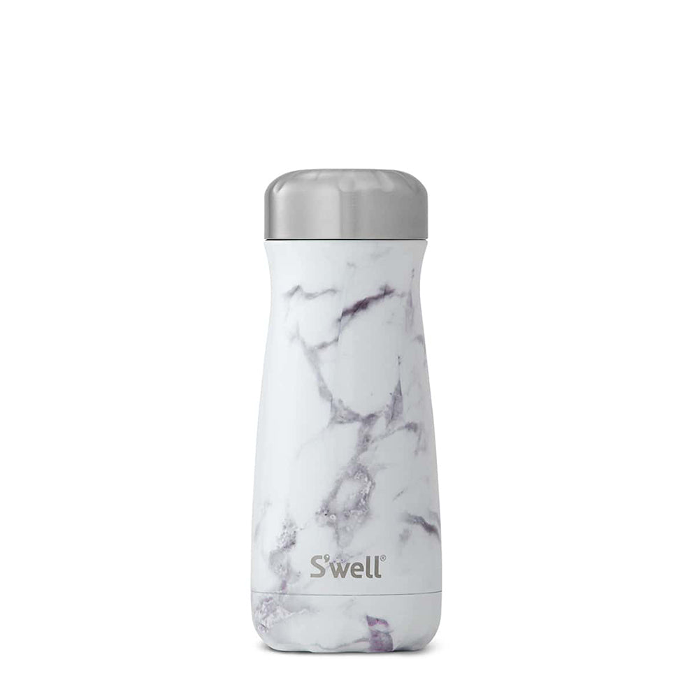 S'well White Marble Insulated Water Bottle - 17oz Stainless Steel Vacuum Flask for Hot & Cold Drinks - Leakproof Travel Mug for Commuting, Hiking, Gym & Office Use