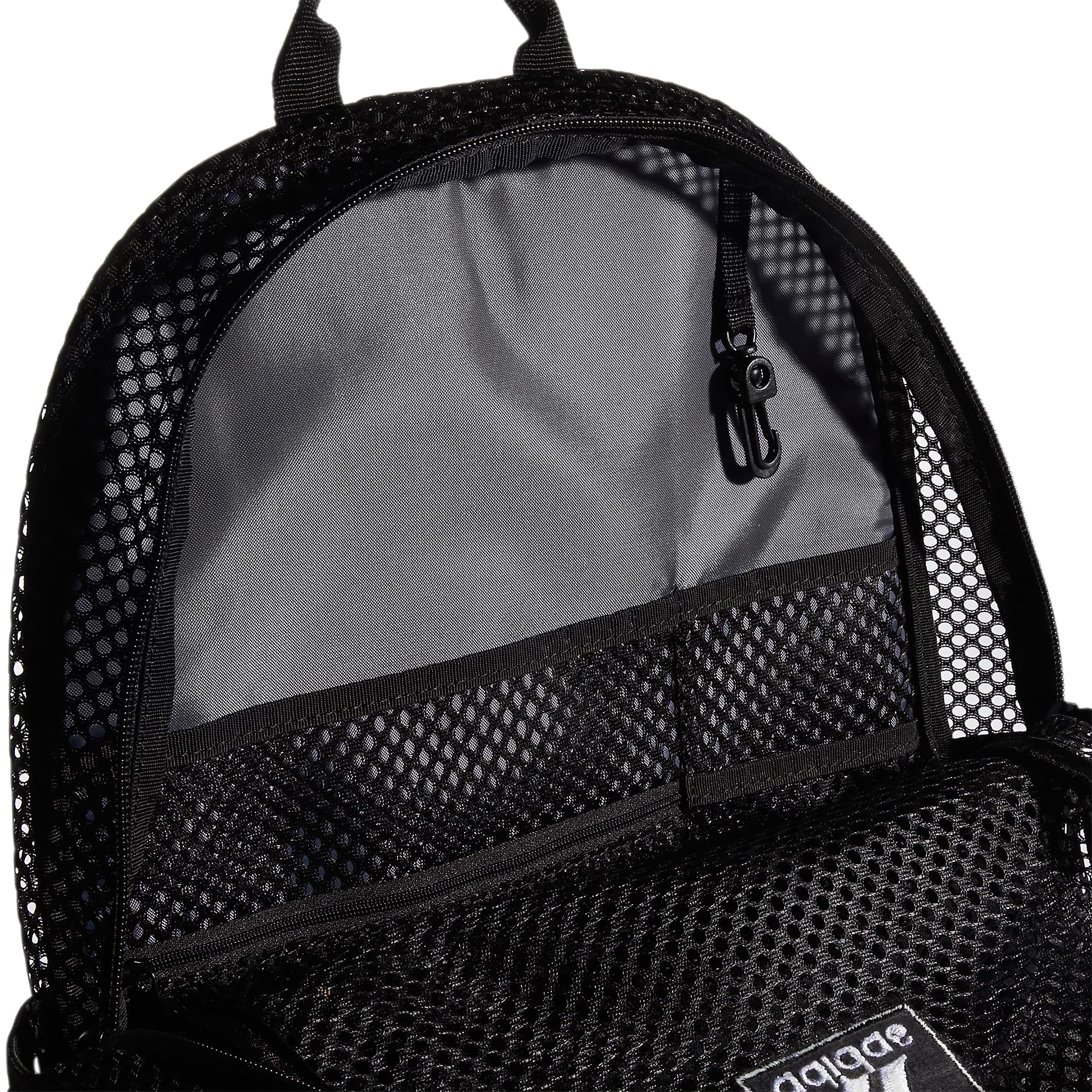 Adidas Hermosa Mesh Backpack - Transparent Clear Festival Bag for Women & Men, Black/White/2.0 One Size - Perfect for Raves, Concerts, Beach & Travel