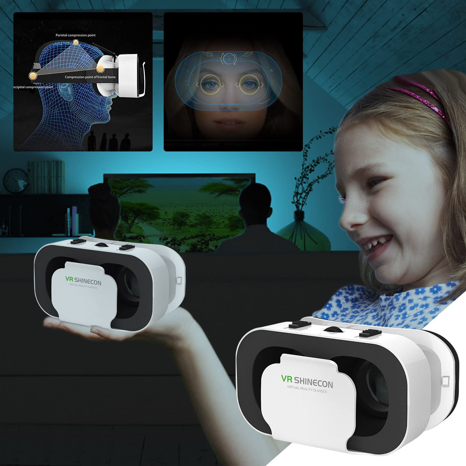 Kmonabie VR Headset - 3D Virtual Reality Glasses for iPhone, Android, IMAX Movies & Games | Perfect Gift for Kids & Teens | Immersive Gaming & Movie Experience at Home