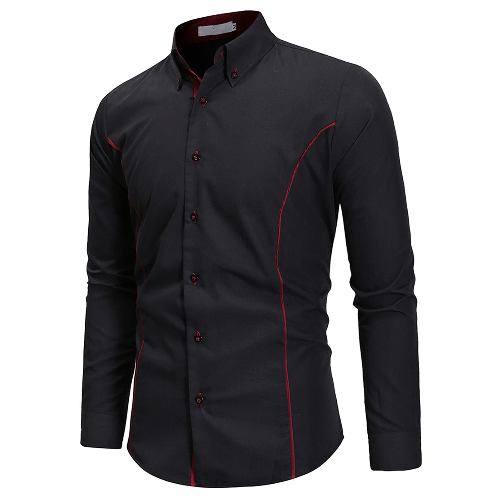 Men's Regular Fit Dress Shirts - Long Sleeve Button Down Lapel Shirt for Business & Casual Wear | Solid Color Formal & Office Tops | Perfect for Work, Weddings & Special Occasions