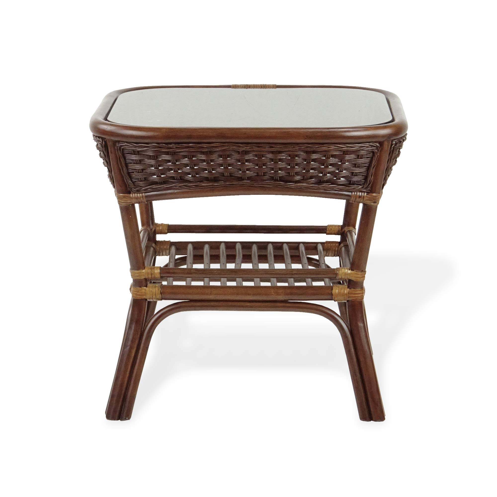 Handmade Dark Walnut Rattan Coffee Table for Living Room